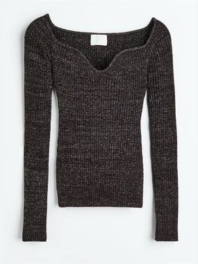 H&M Glittery Ribbed Knit Top